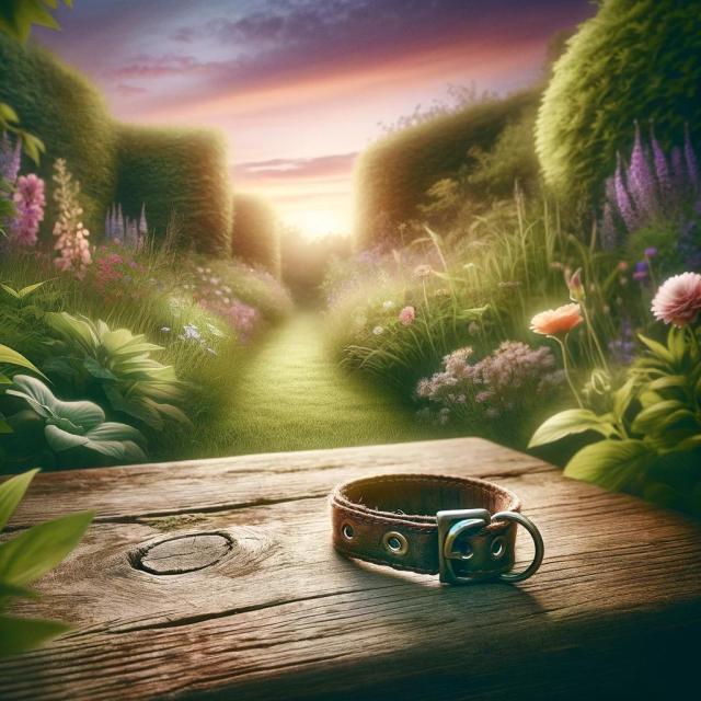 Dog collar and rainbow in background